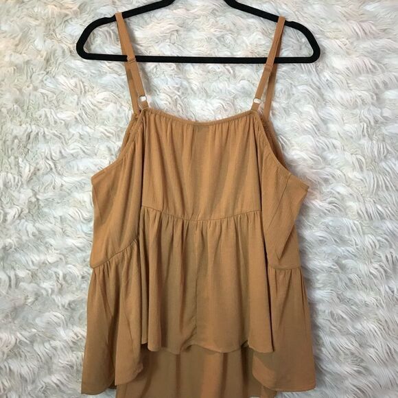 Torrid Cottagecore Boho Tank Tan/Brown Crochet, Ruffle bottom, NWT 2X - Picture 5 of 13